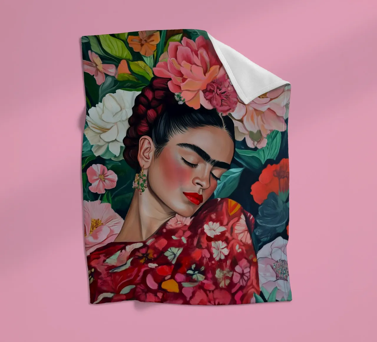 Sogno di fiori con Frida coperta in pile da Carinaprint