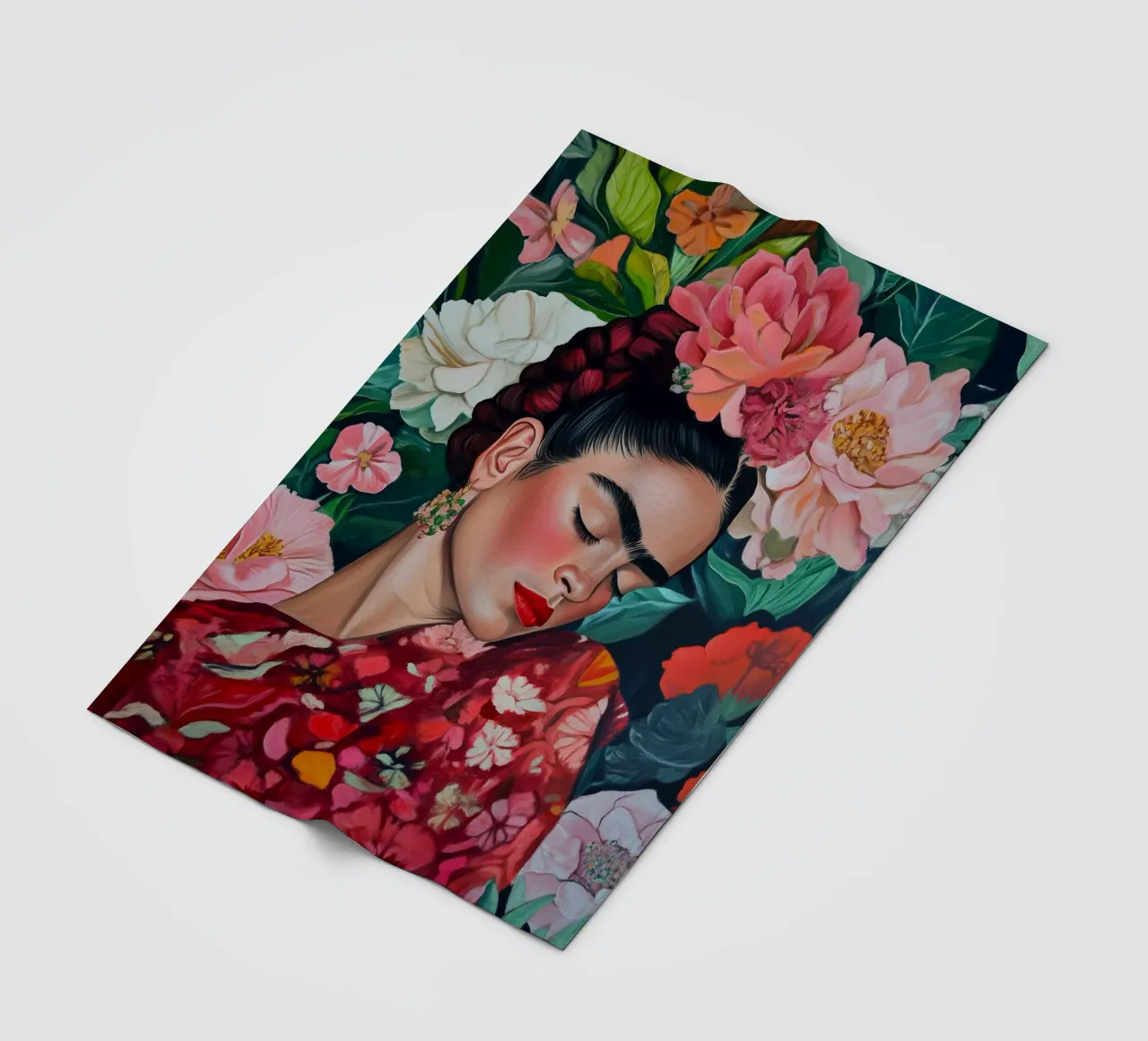 Sogno di fiori con Frida coperta in pile da Carinaprint
