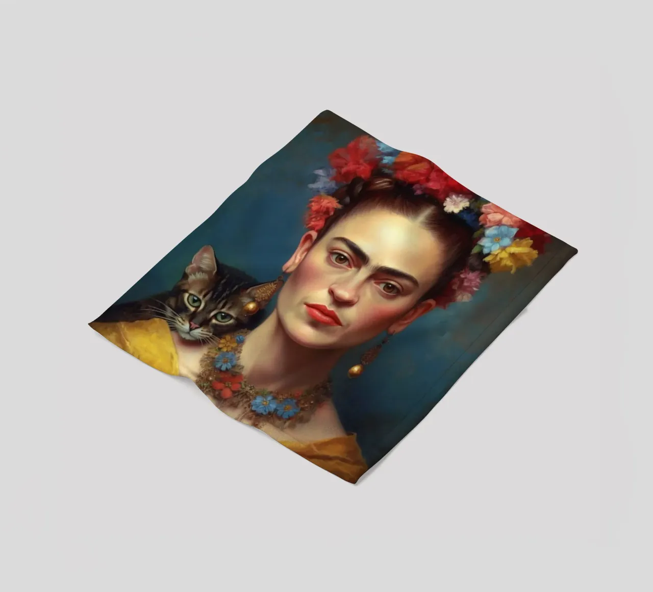 Frida Kahlo ama i gatti coperta in pile da Carinaprint