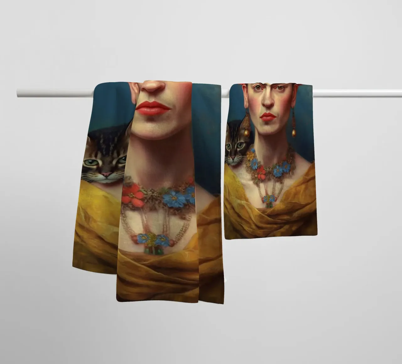 Frida Kahlo Love Cats towel by Carinaprint