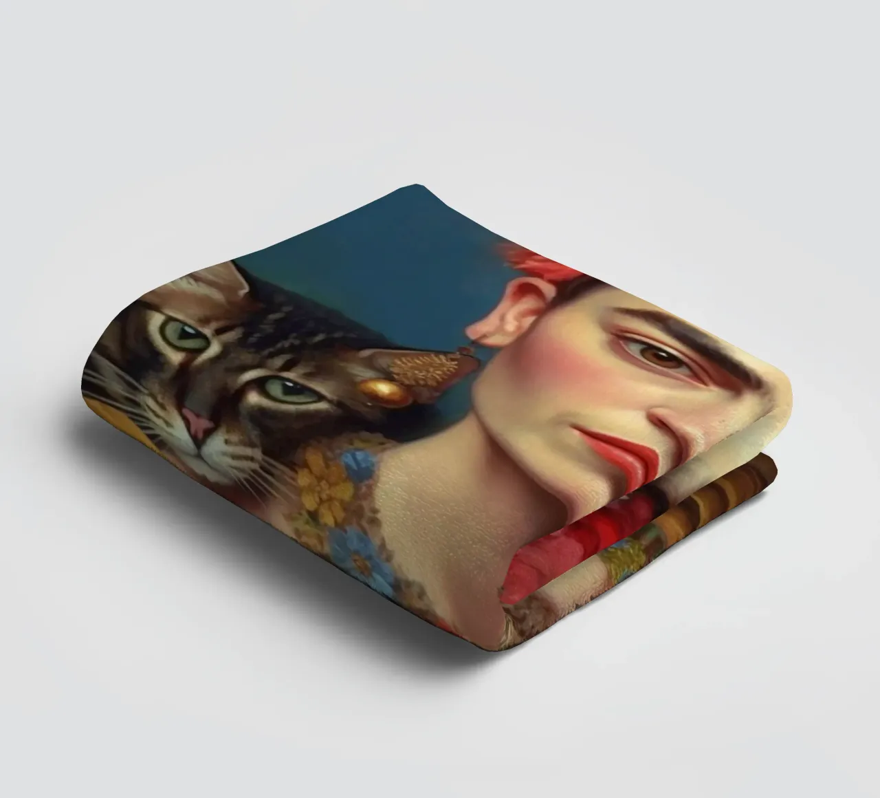 Frida Kahlo Love Cats towel by Carinaprint