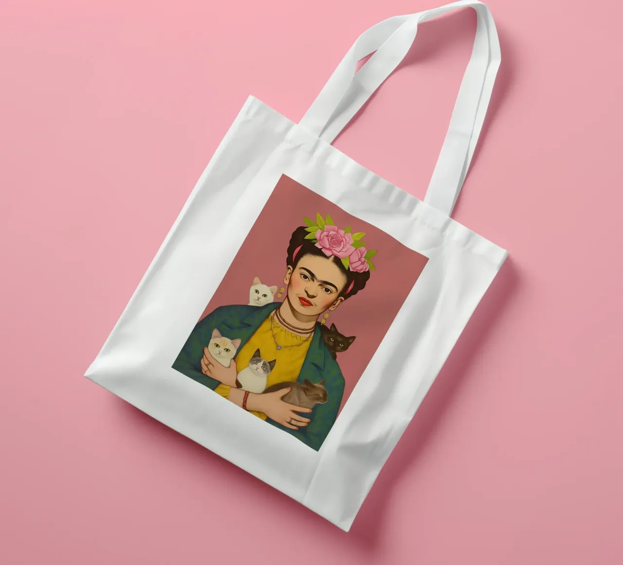 L'amore per i gatti di Frida borsa in juta da Carinaprint