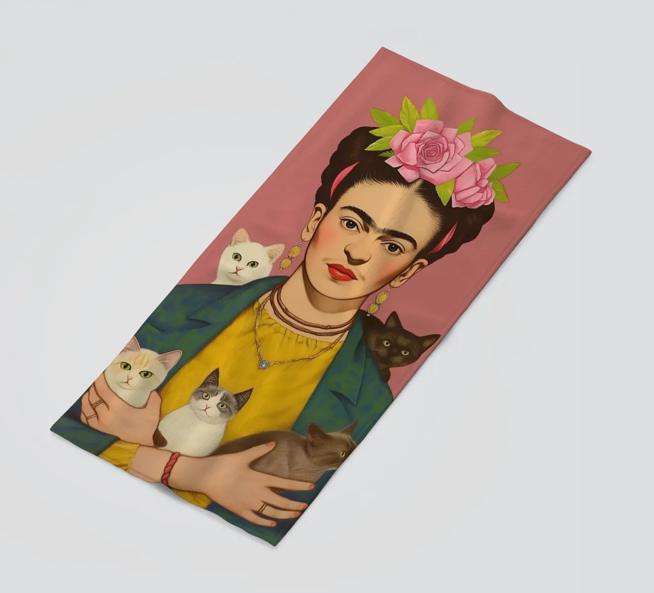 L'amore per i gatti di Frida telo mare da Carinaprint