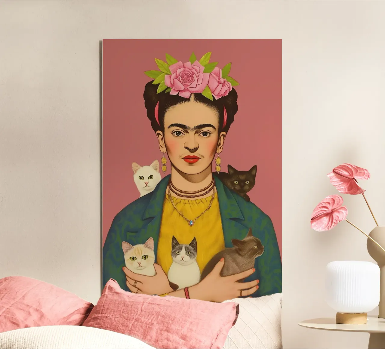 L'amore per i gatti di Frida alluminio dibond da Carinaprint