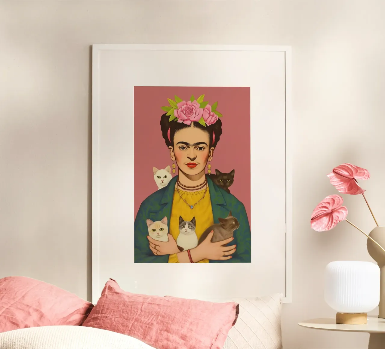 Frida's cat love poster by Carinaprint