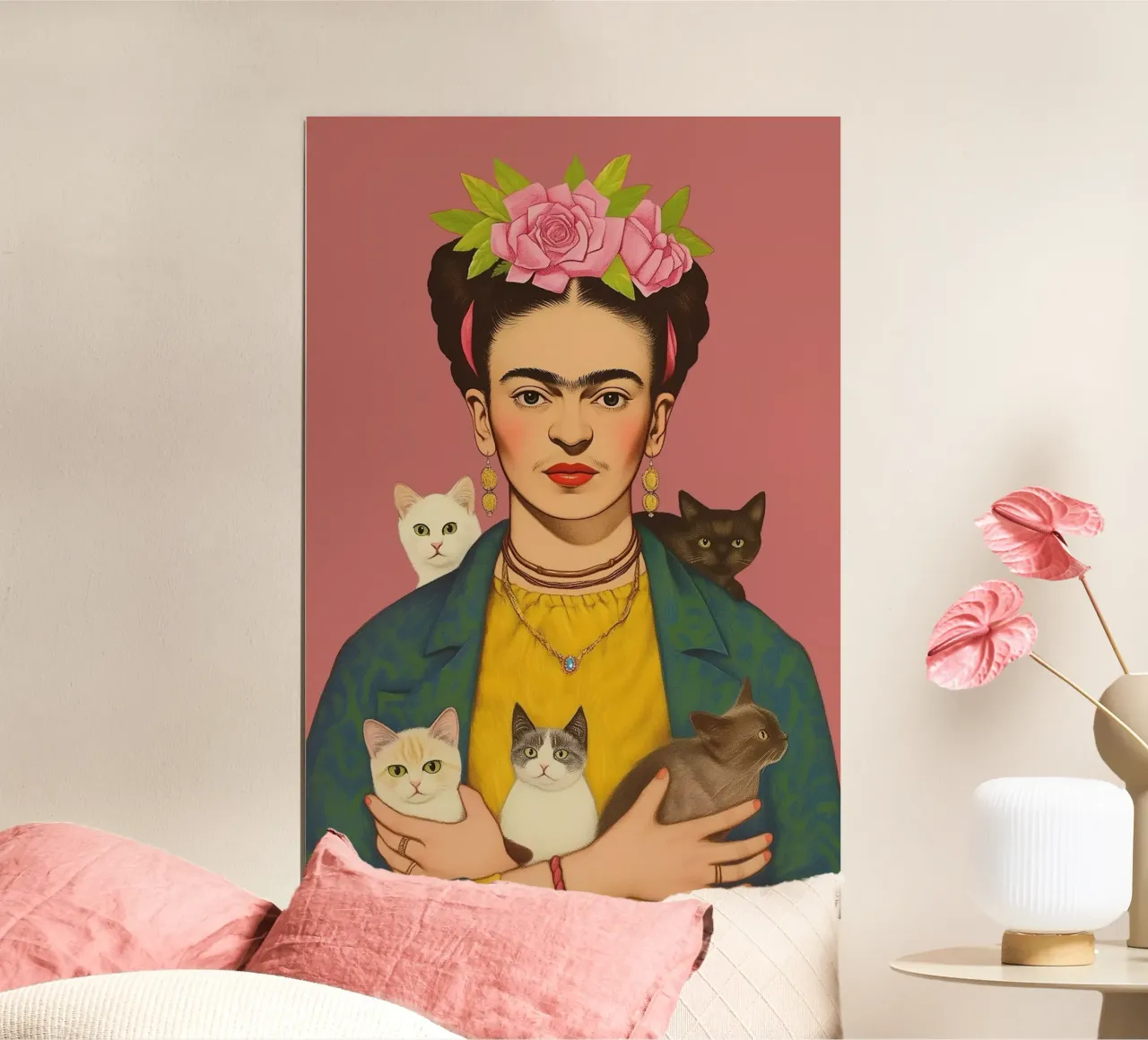Frida's cat love poster by Carinaprint
