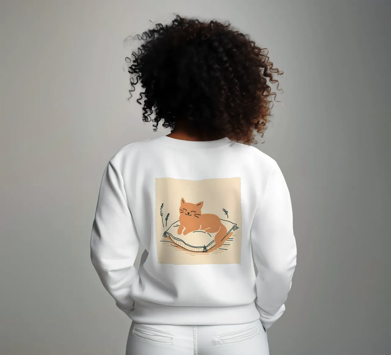 Gatto felice su cuscino - Stile Boho felpa da KANESYAARTS
