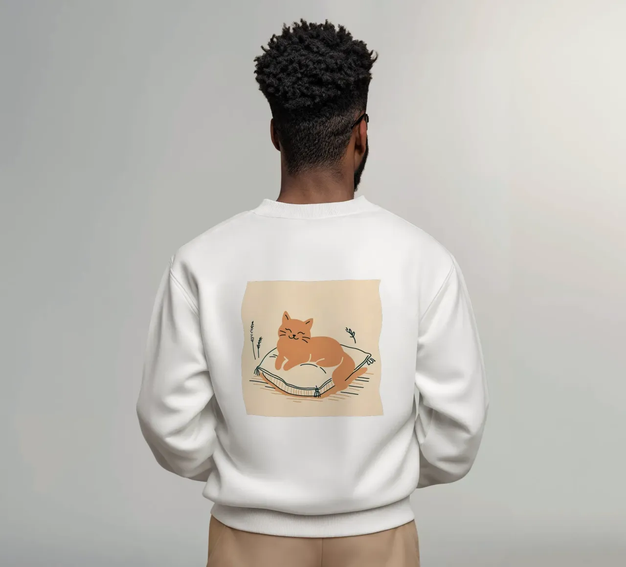 Gatto felice su cuscino - Stile Boho felpa da KANESYAARTS
