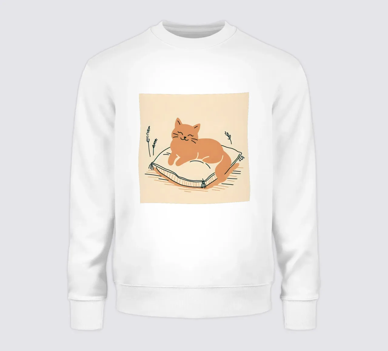 Gatto felice su cuscino - Stile Boho felpa da KANESYAARTS