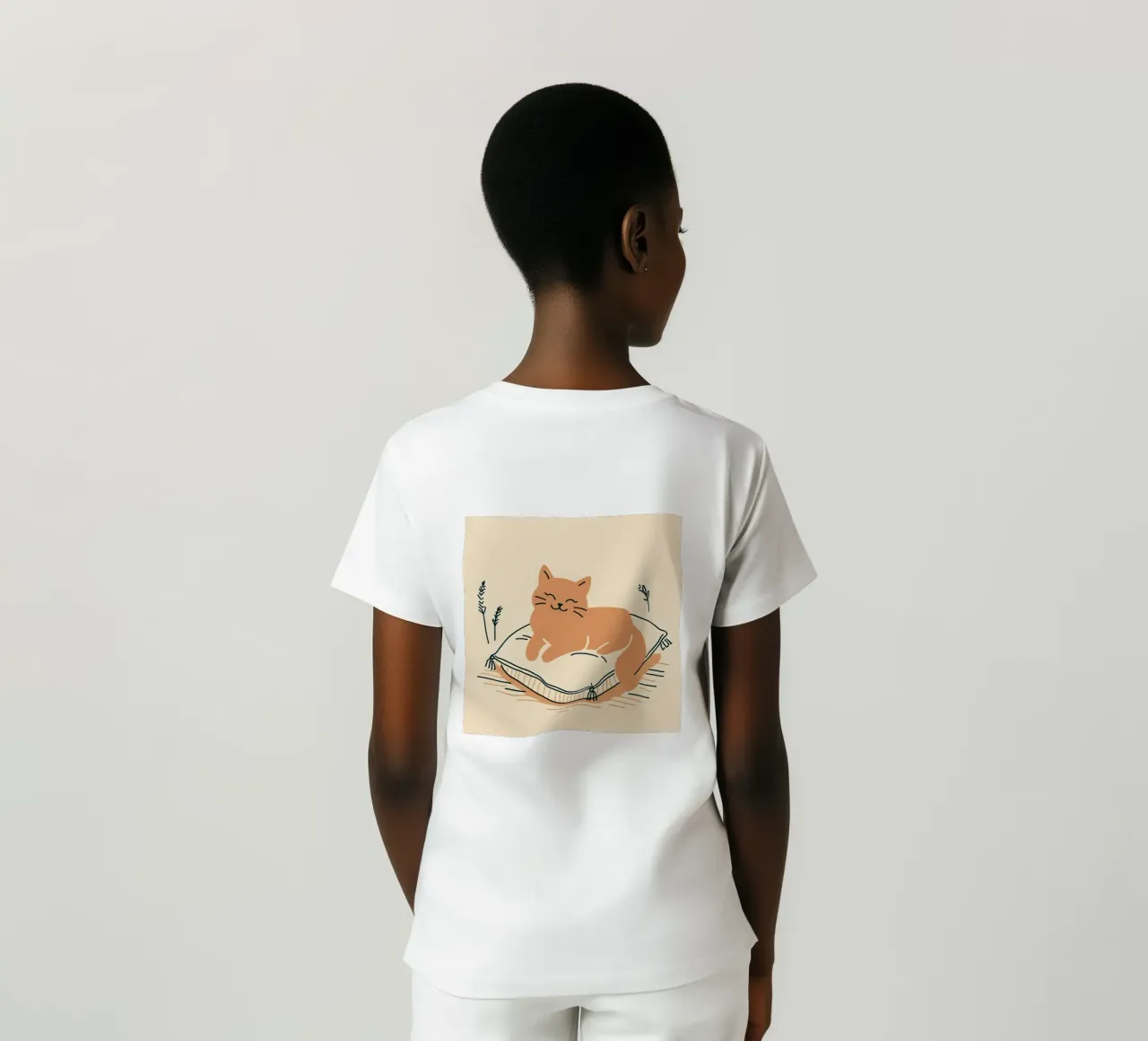 Gatto felice su cuscino - Stile Boho t-shirt da KANESYAARTS