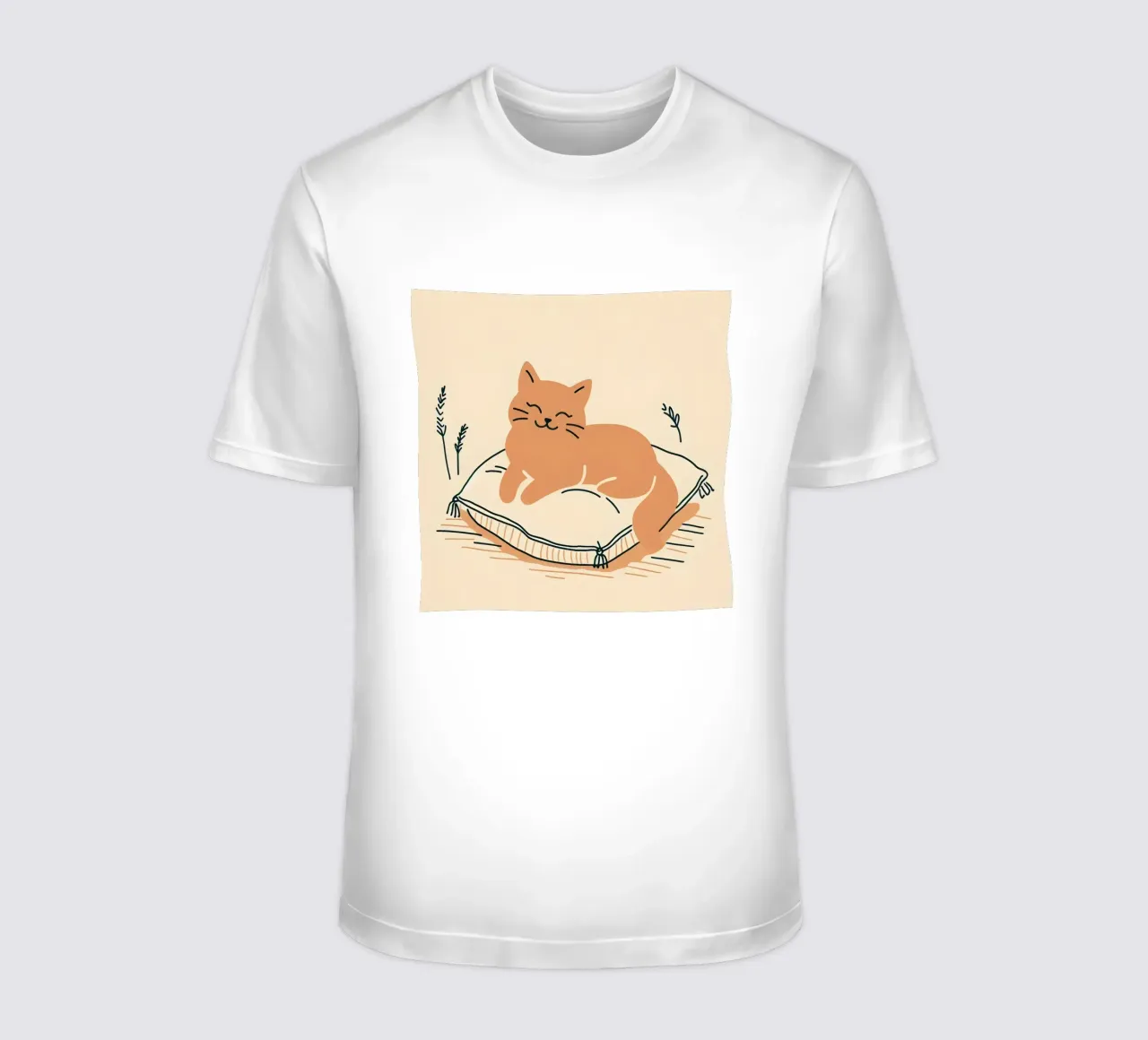 Gatto felice su cuscino - Stile Boho t-shirt da KANESYAARTS