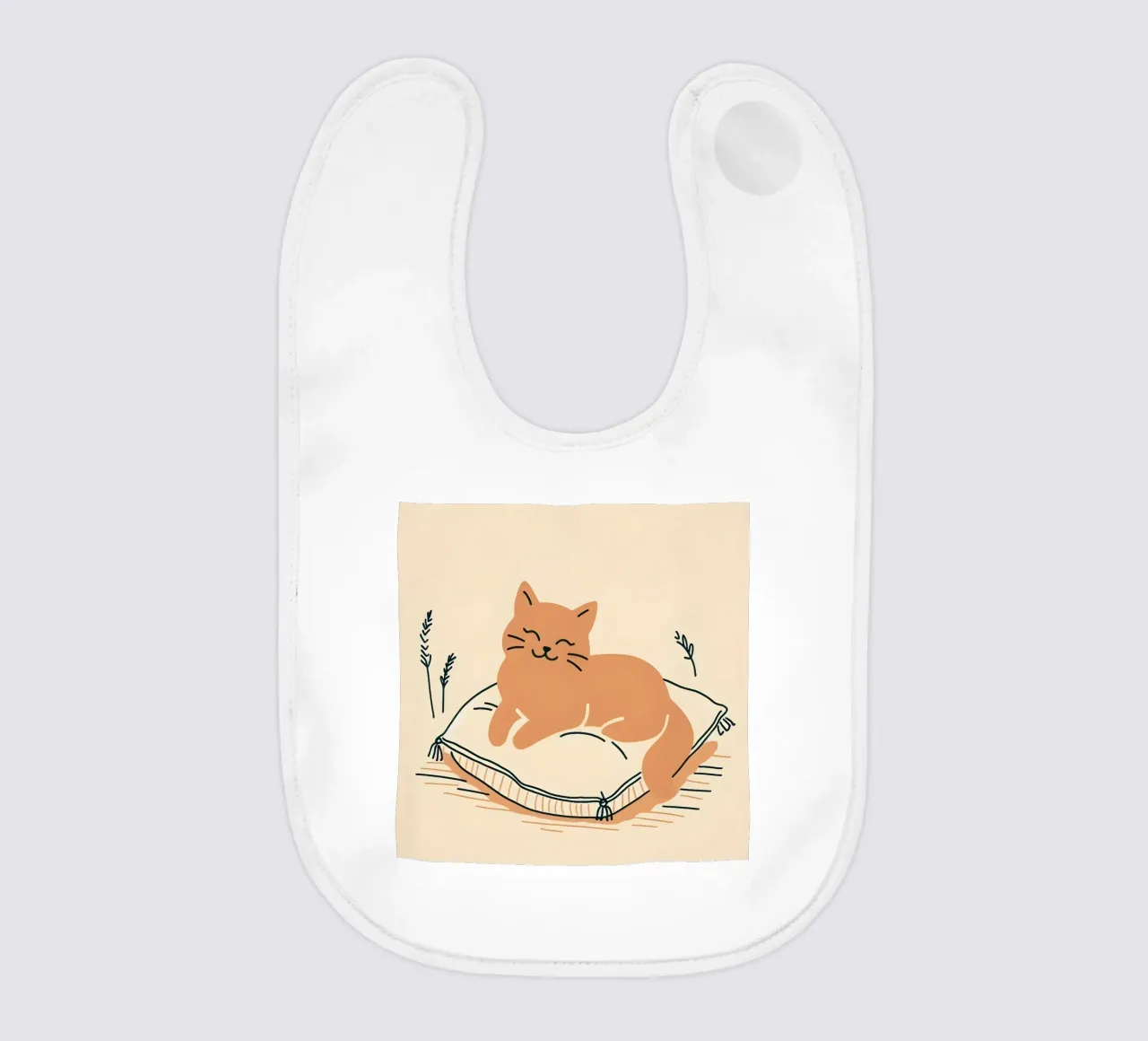 Gatto felice su cuscino - Stile Boho bavaglino da KANESYAARTS