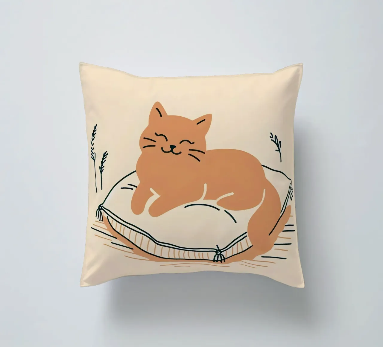 Gatto felice su cuscino - Stile Boho cuscino da KANESYAARTS