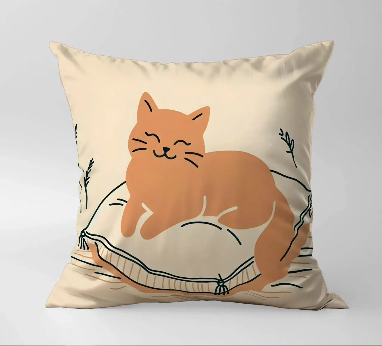 Gatto felice su cuscino - Stile Boho cuscino da KANESYAARTS