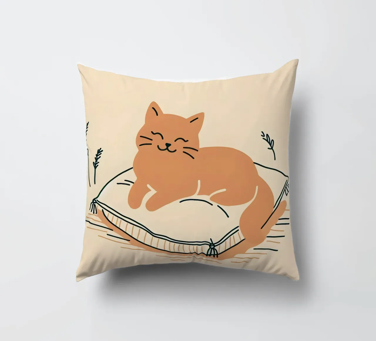 Gatto felice su cuscino - Stile Boho cuscino da KANESYAARTS