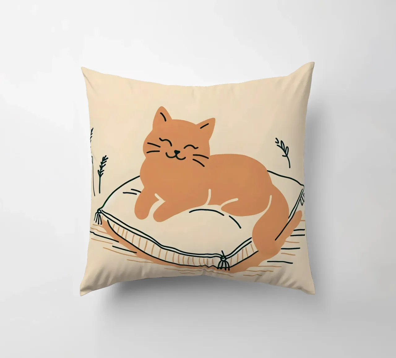 Gatto felice su cuscino - Stile Boho cuscino da KANESYAARTS