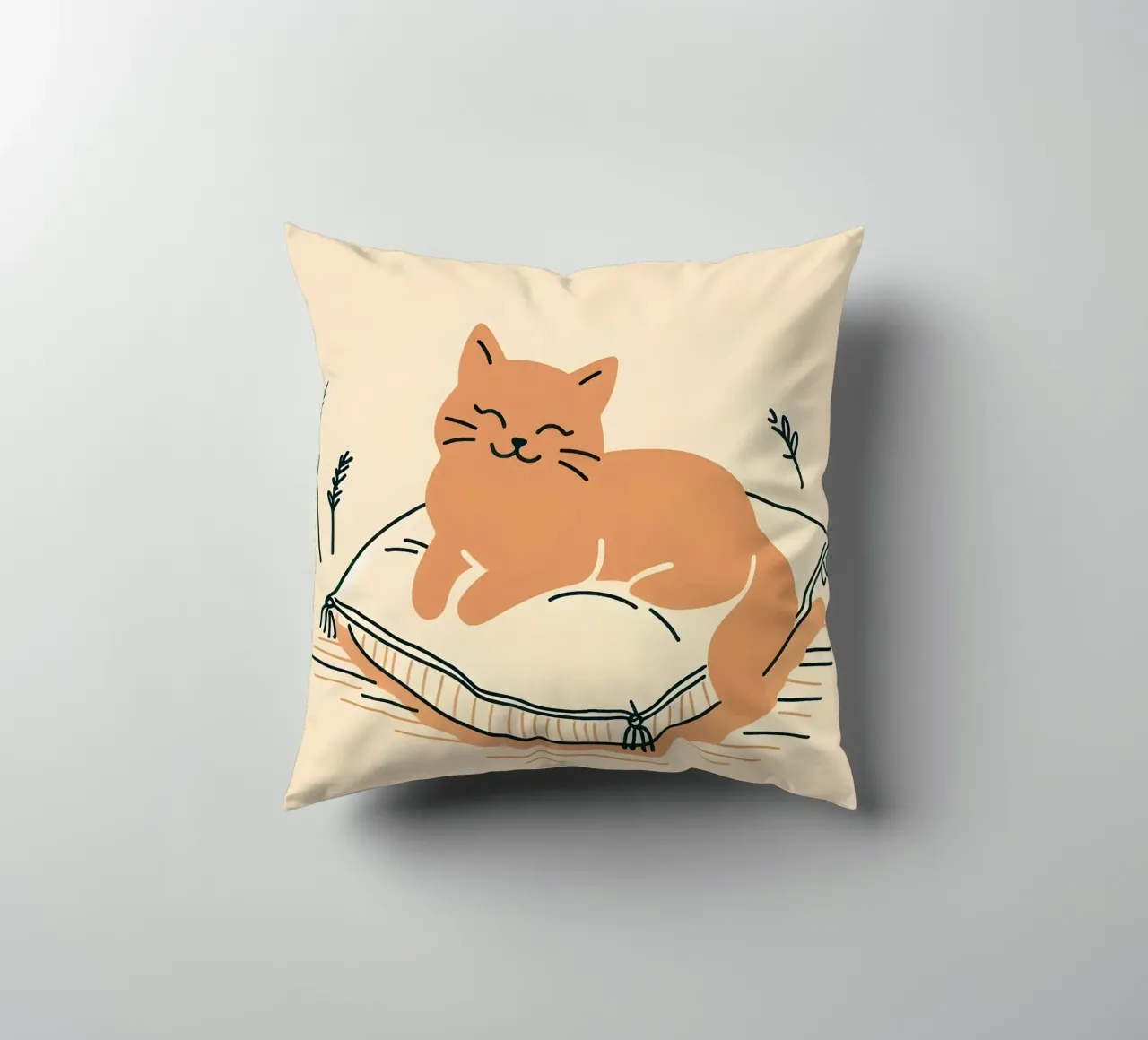 Gatto felice su cuscino - Stile Boho cuscino da KANESYAARTS