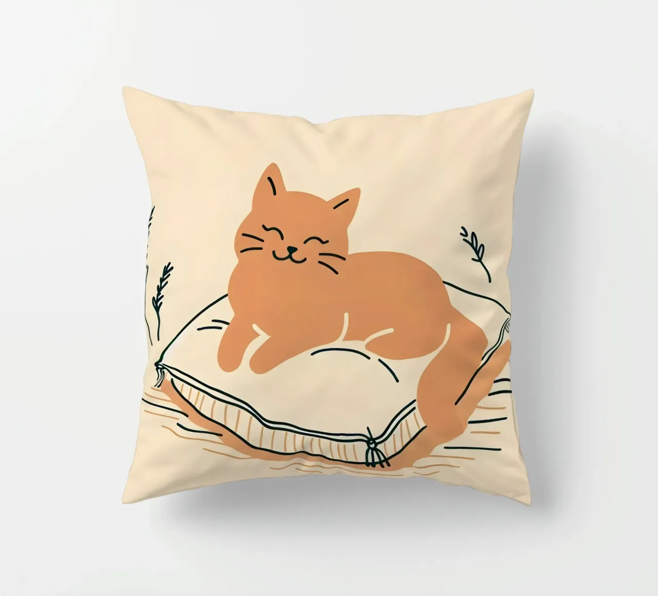 Gatto felice su cuscino - Stile Boho cuscino da KANESYAARTS