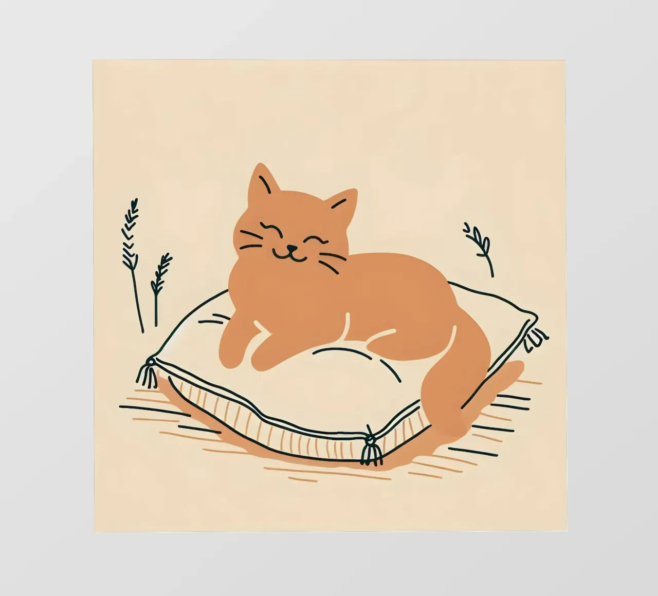 Gatto felice su cuscino - Stile Boho pellicola backlit da KANESYAARTS