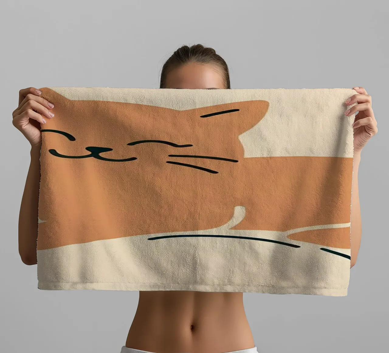 Gatto felice su cuscino - Stile Boho asciugamano da bagno da KANESYAARTS