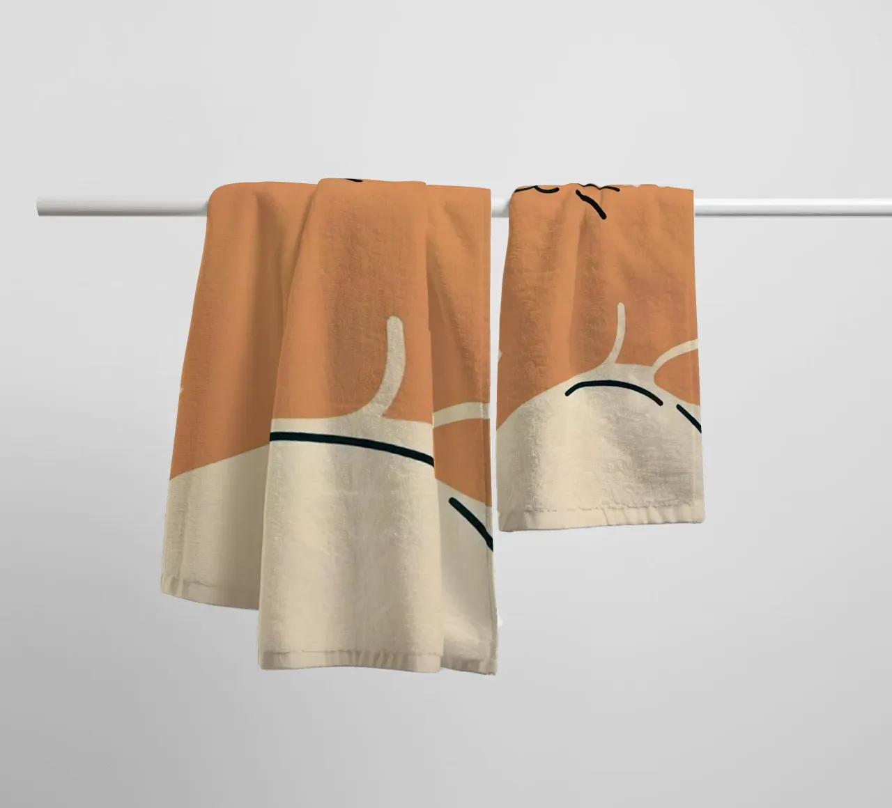 Gatto felice su cuscino - Stile Boho asciugamano da bagno da KANESYAARTS