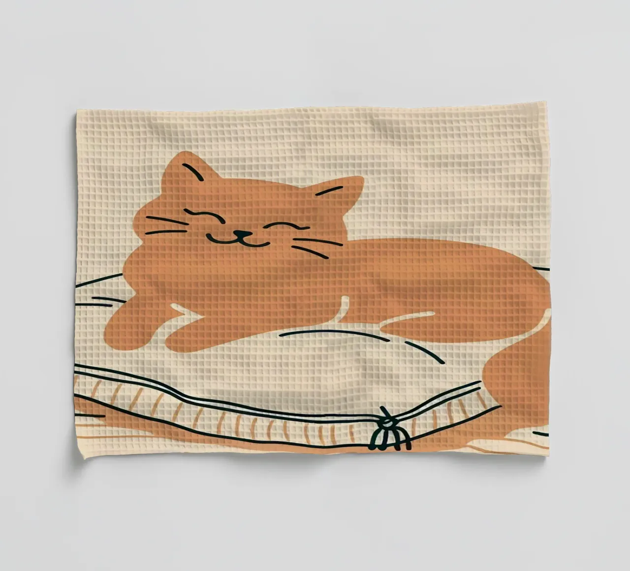Gatto felice su cuscino - Stile Boho canovaccio da cucina da KANESYAARTS