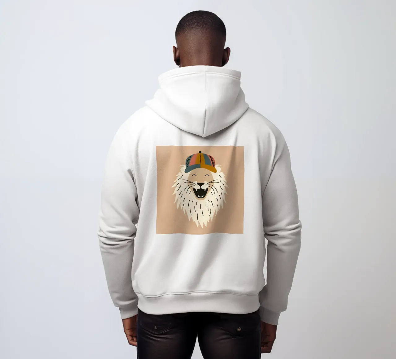 Leone boho felice con cappello felpa con cappuccio da KANESYAARTS