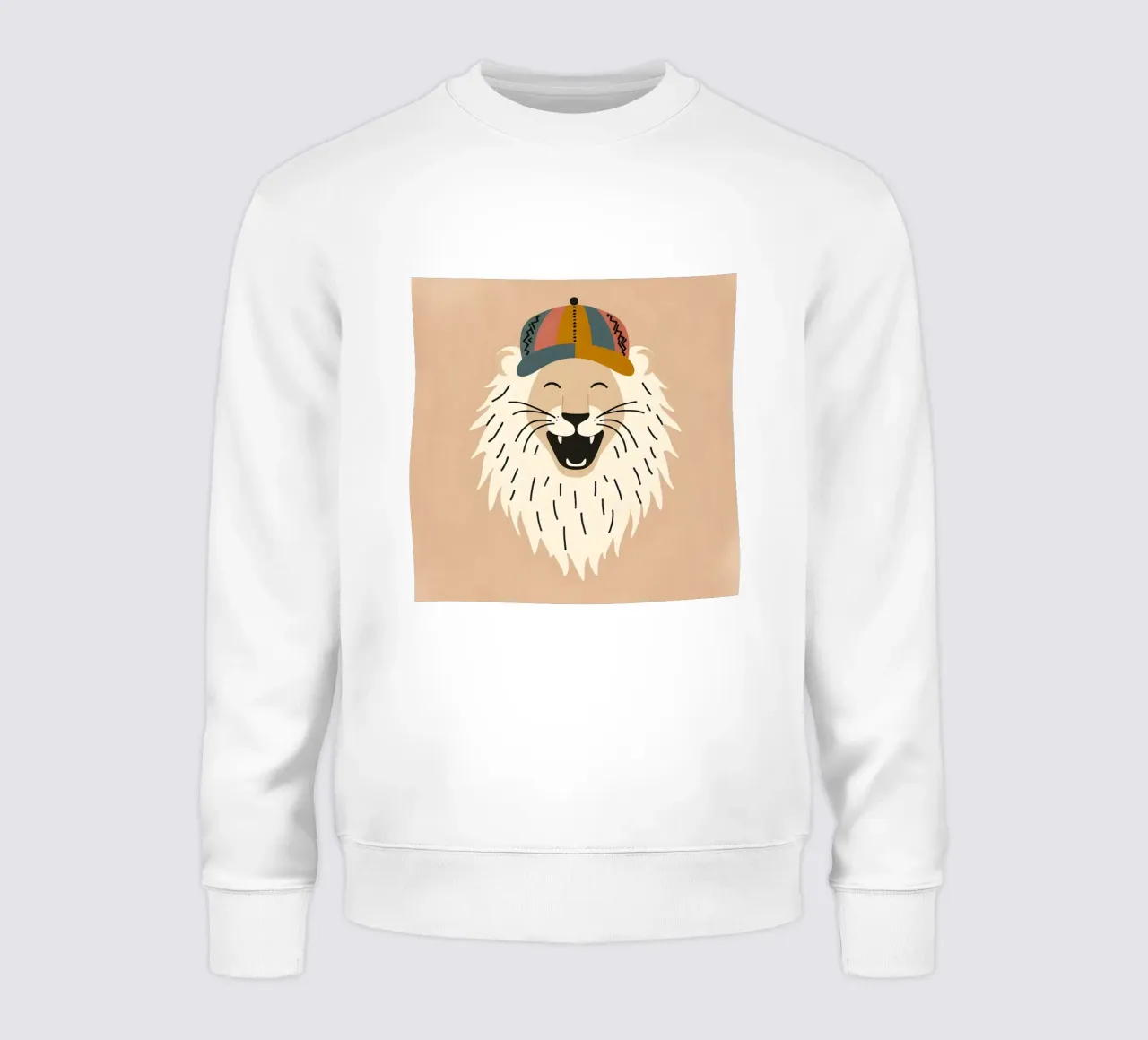 Leone boho felice con cappello felpa da KANESYAARTS