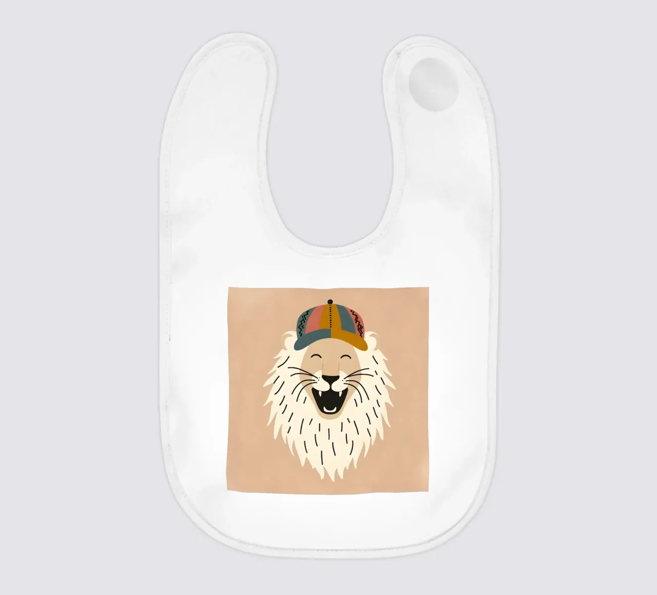 Leone boho felice con cappello bavaglino da KANESYAARTS