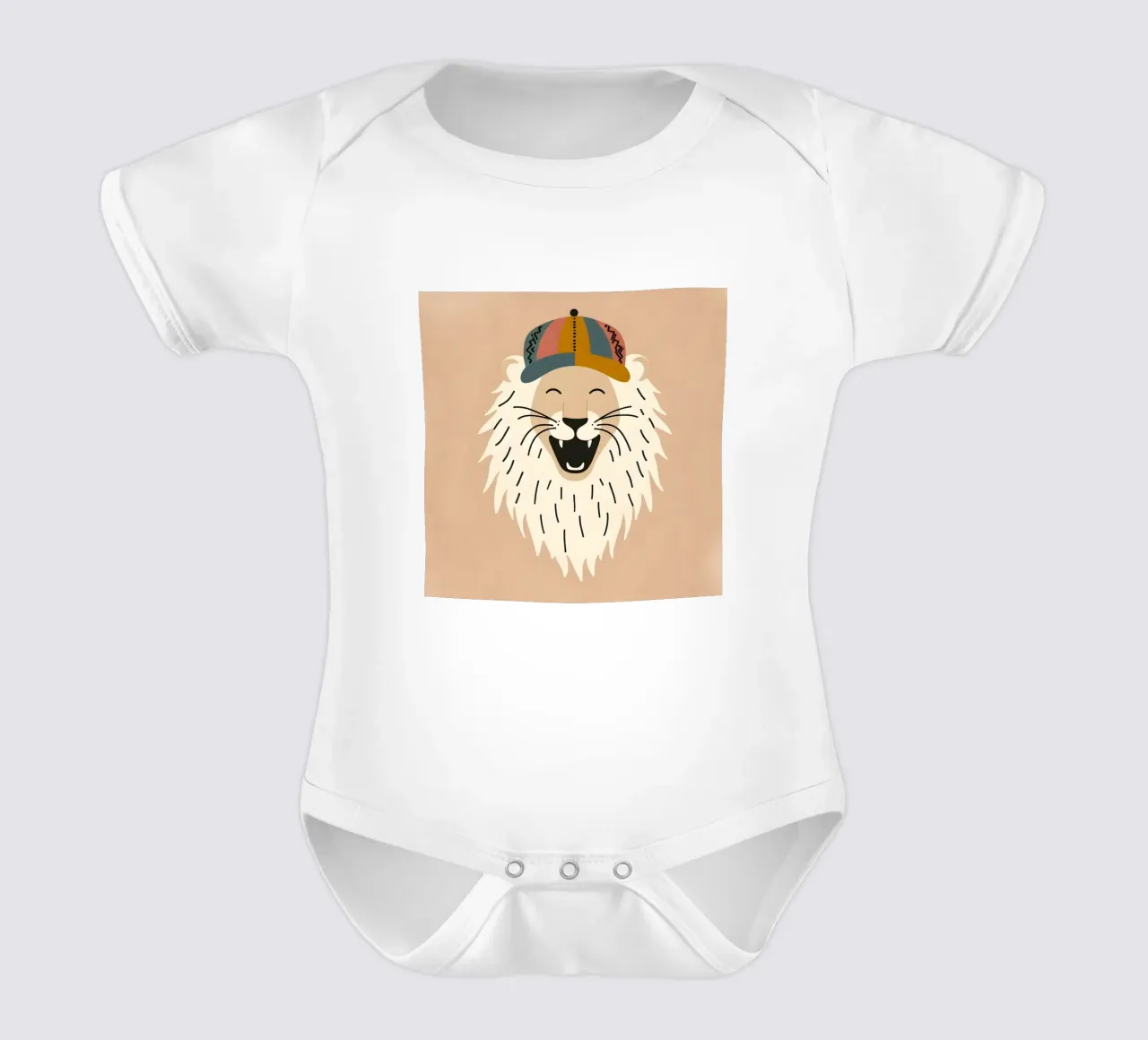 Leone boho felice con cappello body neonato maniche corte da KANESYAARTS