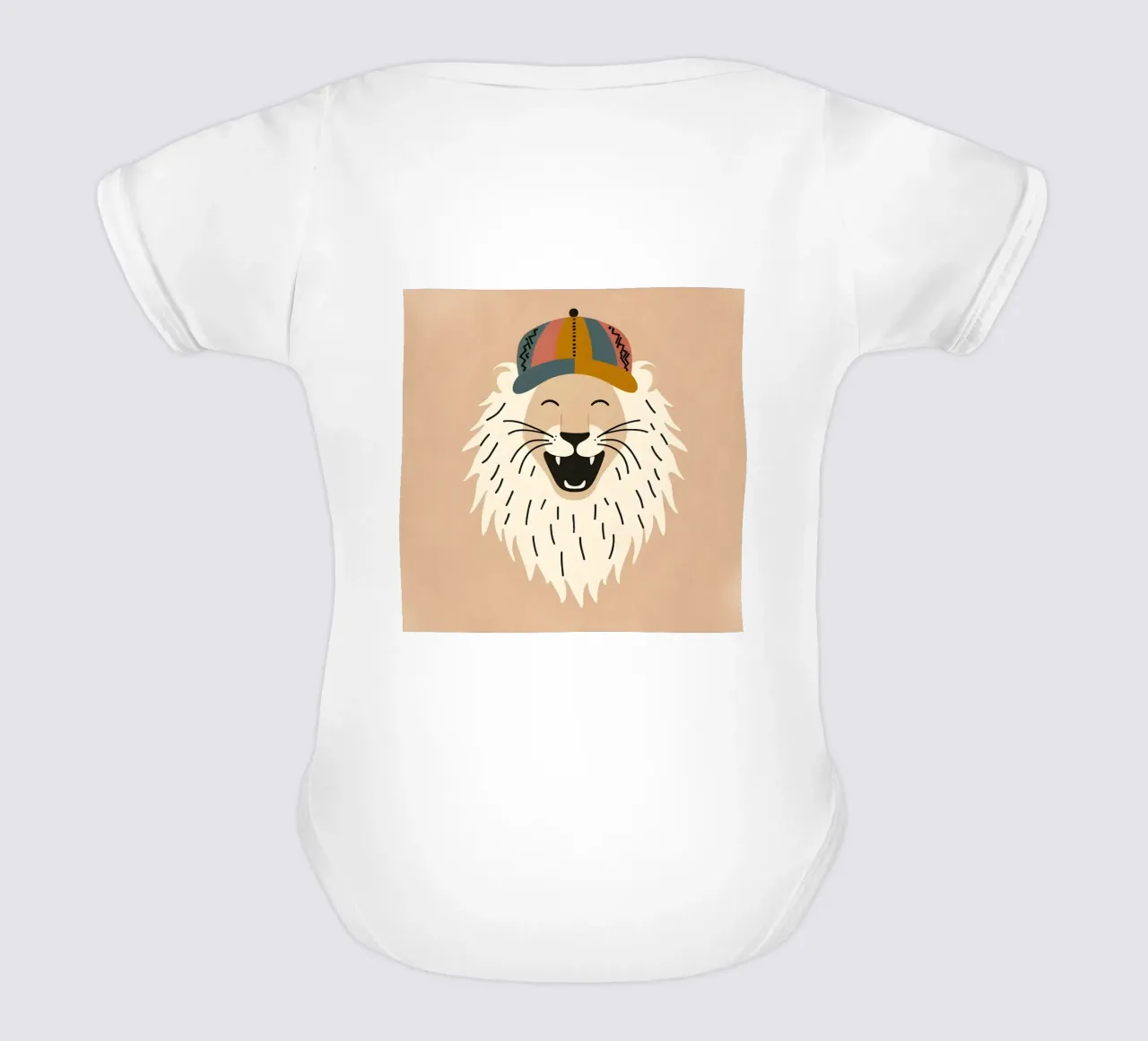 Leone boho felice con cappello body neonato maniche corte da KANESYAARTS