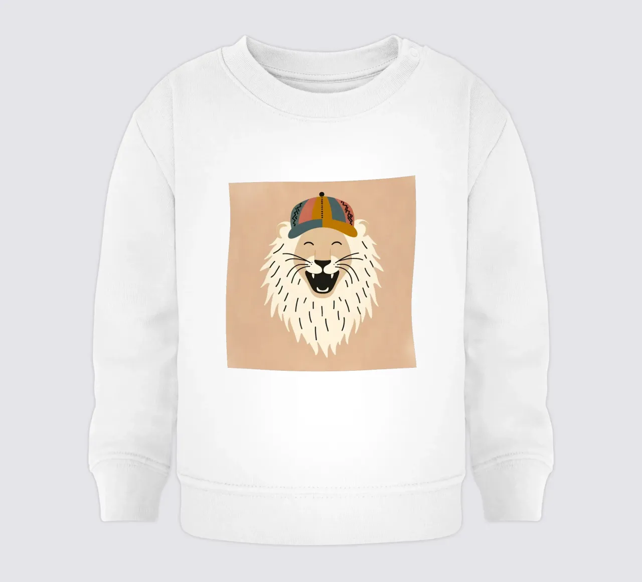 Leone boho felice con cappello felpa neonato da KANESYAARTS
