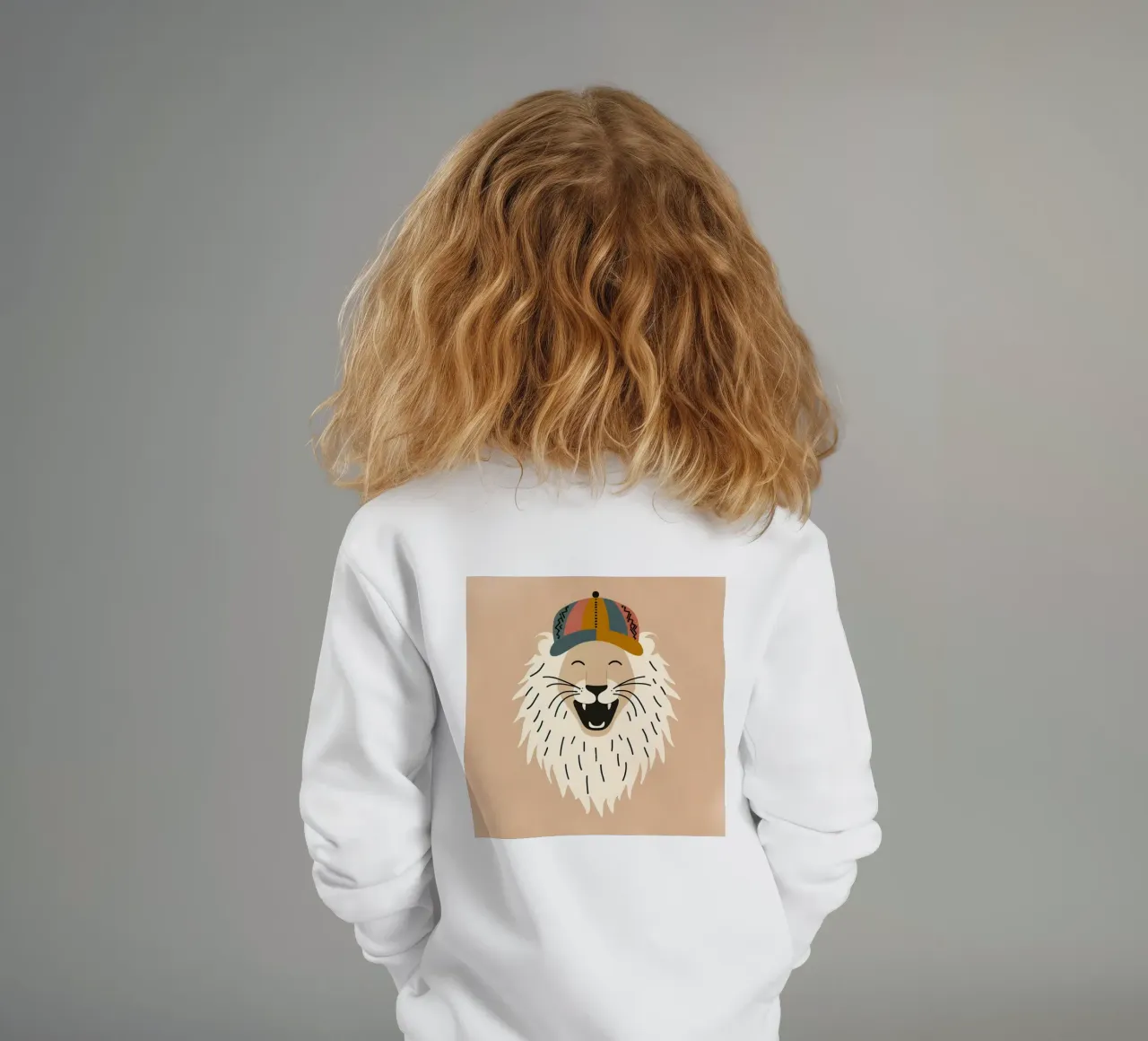 Leone boho felice con cappello felpa bambino da KANESYAARTS