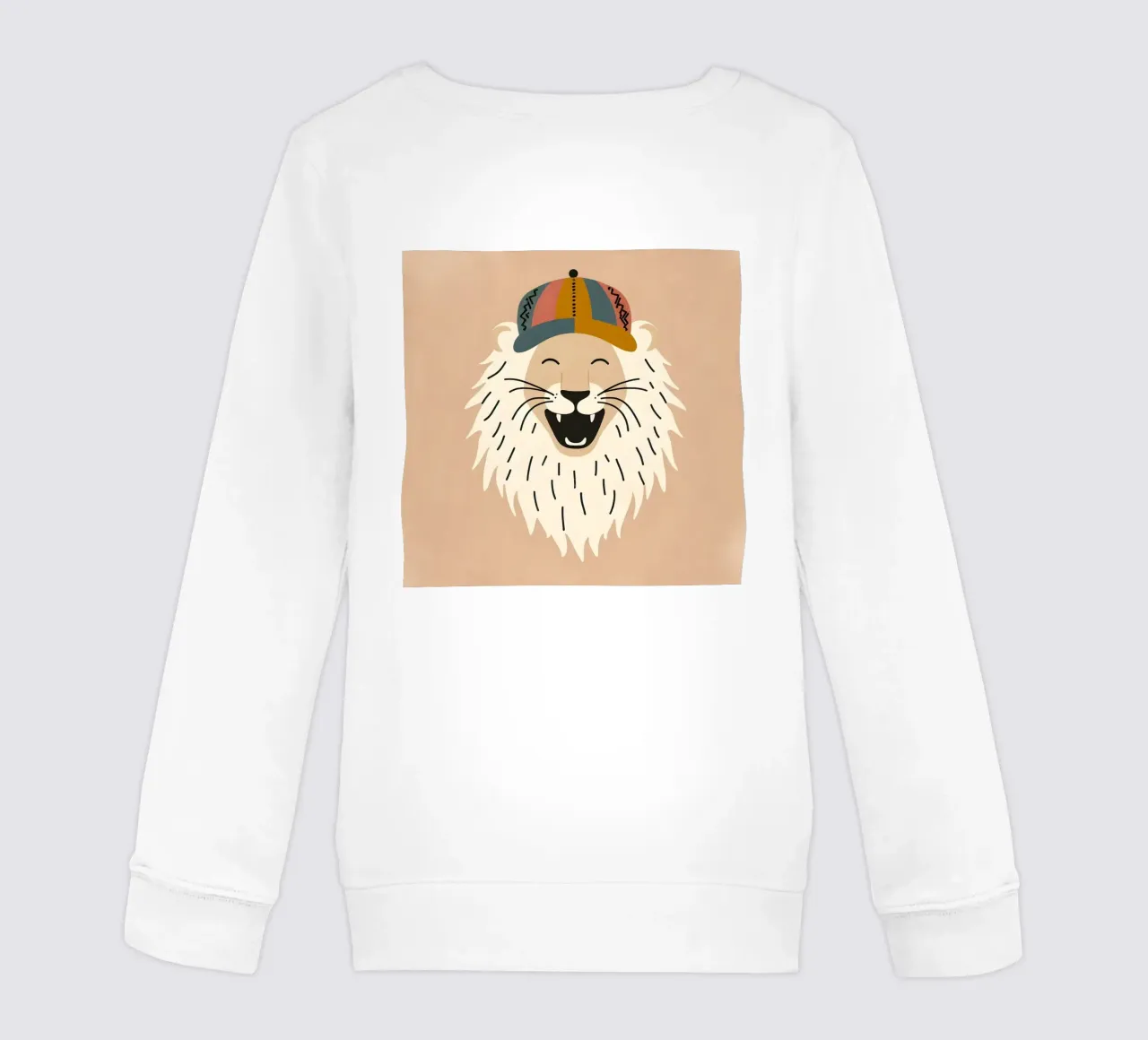 Leone boho felice con cappello felpa bambino da KANESYAARTS