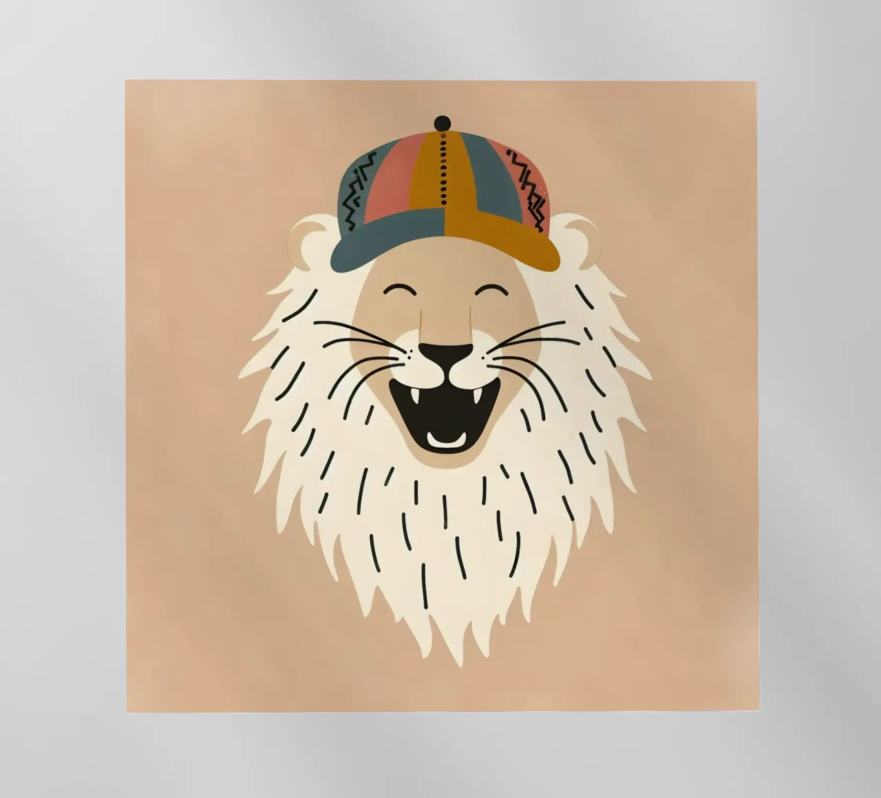 Leone boho felice con cappello pellicola backlit da KANESYAARTS