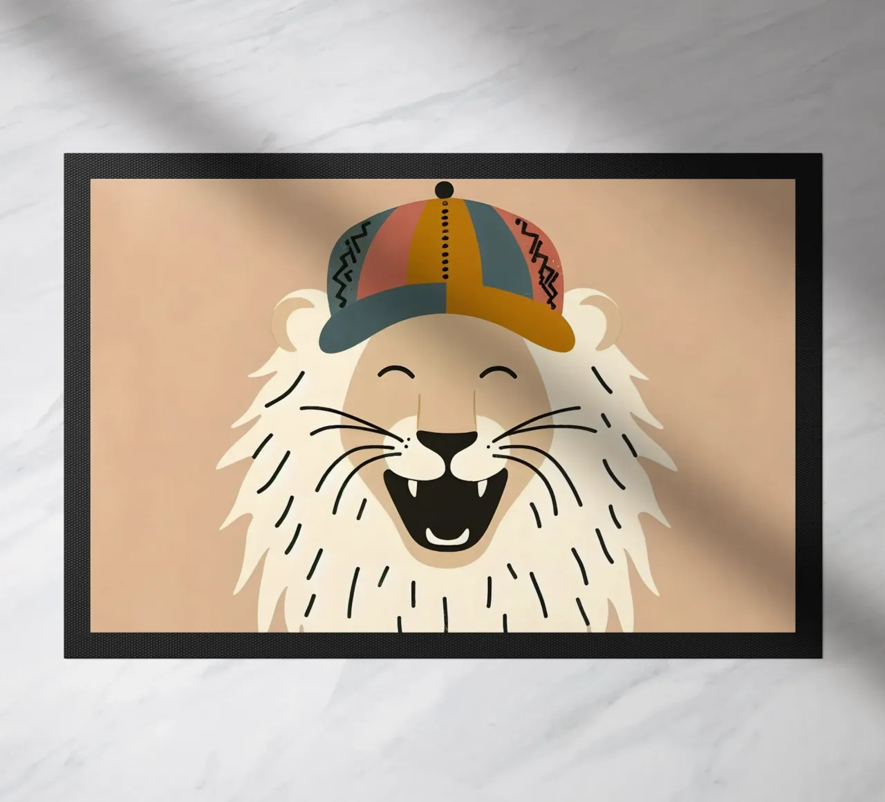 Leone boho felice con cappello zerbino da KANESYAARTS