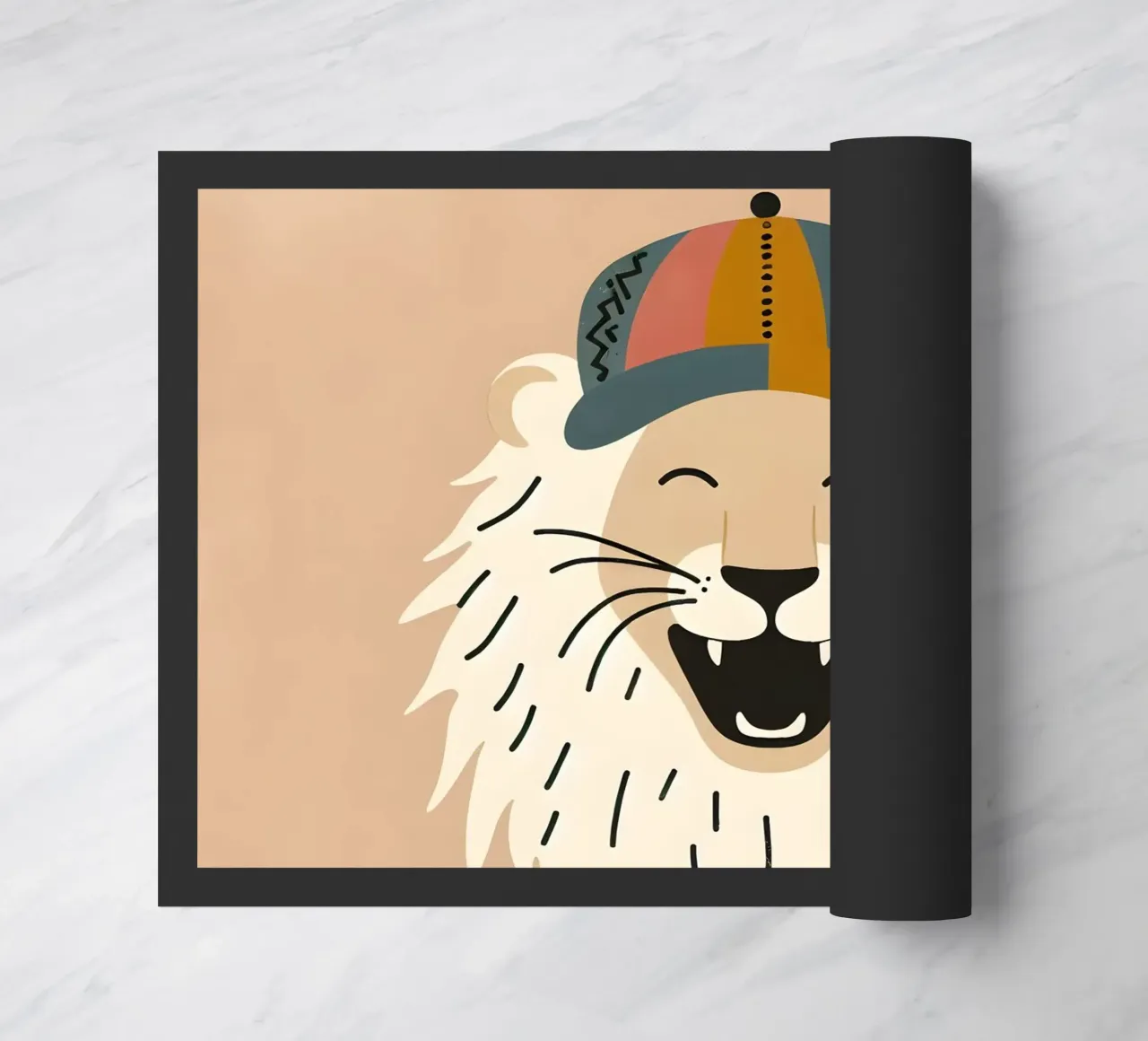 Leone boho felice con cappello zerbino da KANESYAARTS