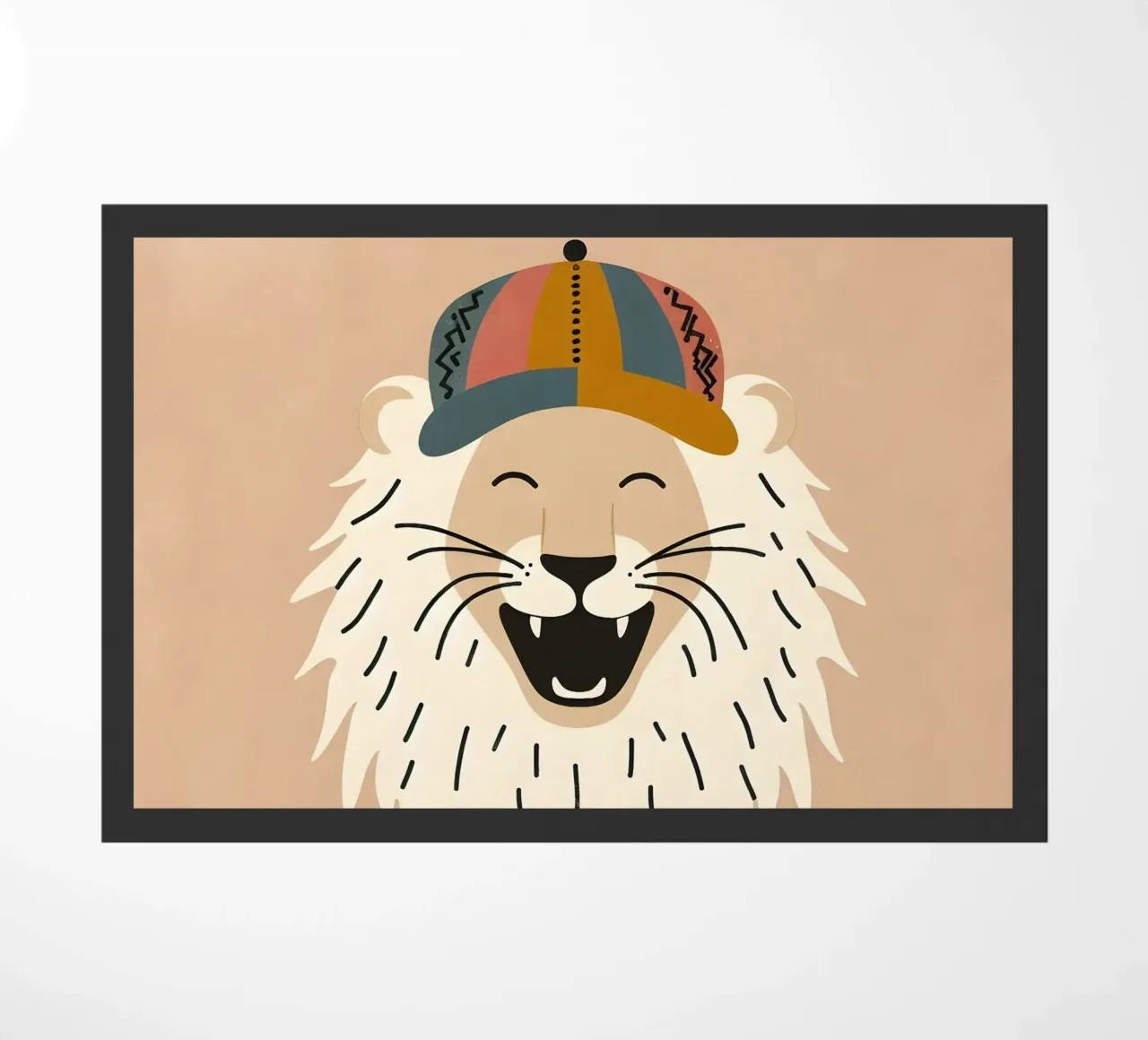 Leone boho felice con cappello zerbino da KANESYAARTS