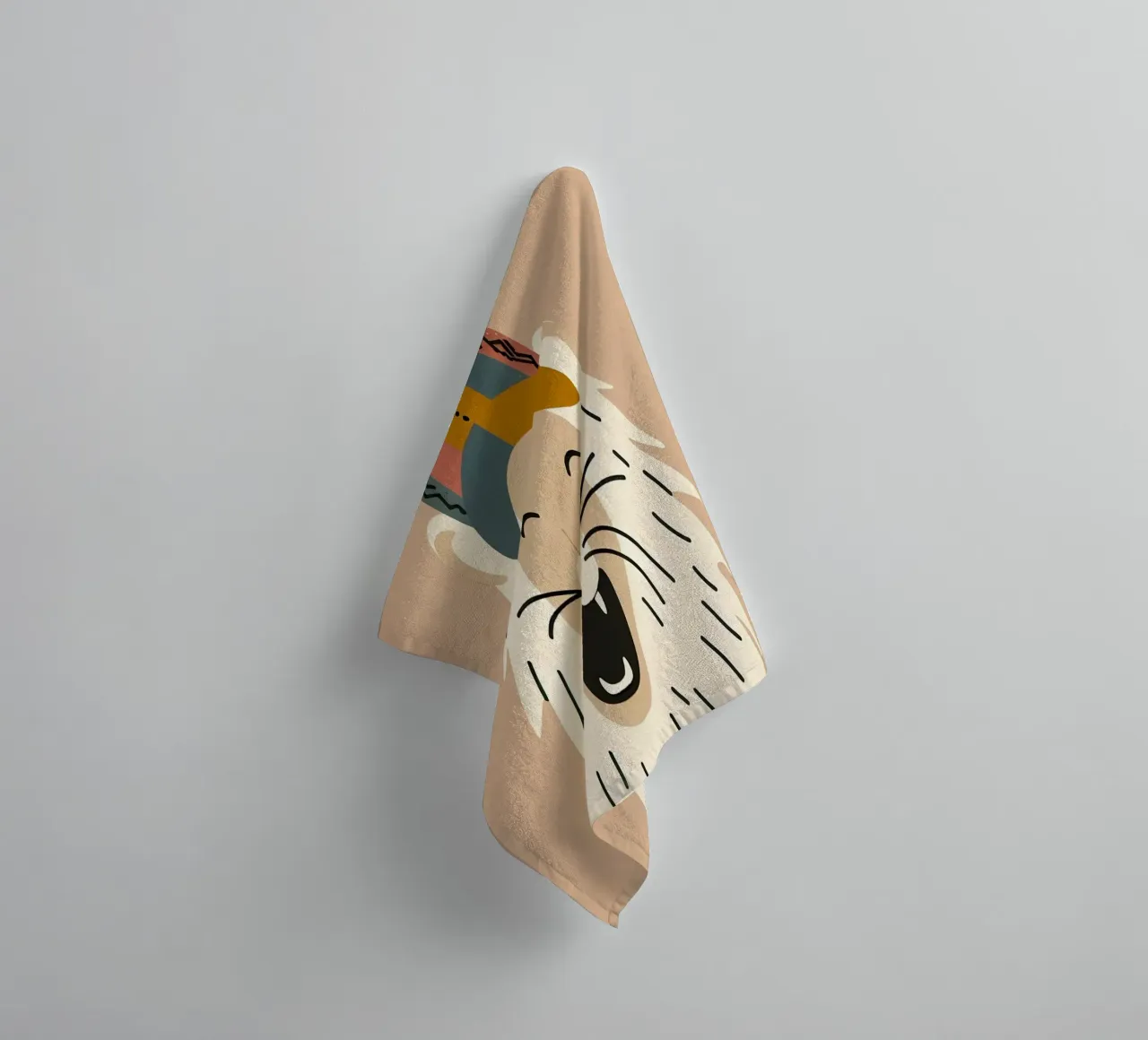 Leone boho felice con cappello asciugamano da bagno da KANESYAARTS
