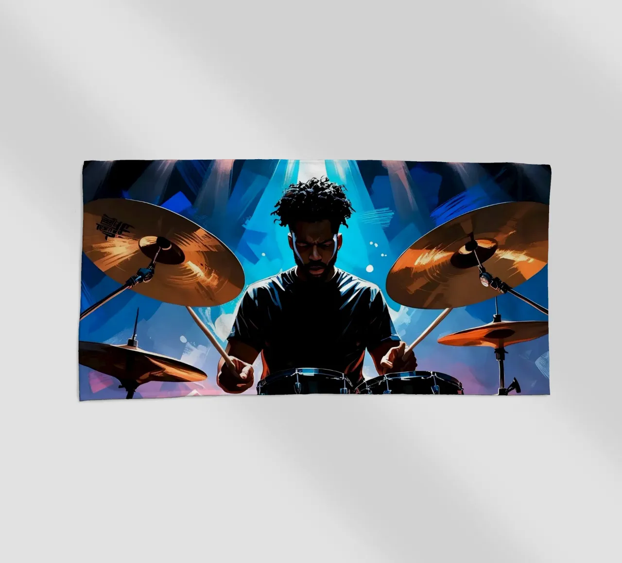 Drumming beach towel by Massimo Frascogna