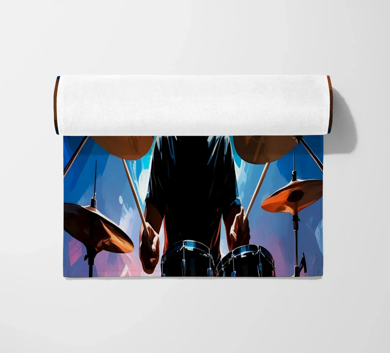Drumming beach towel by Massimo Frascogna