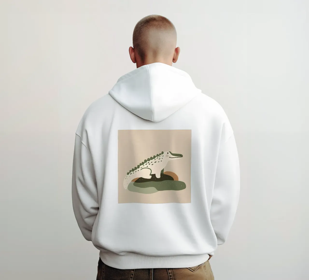 Cocodrilo tomando el sol en una roca, al estilo boho sudadera con capucha de KANESYAARTS