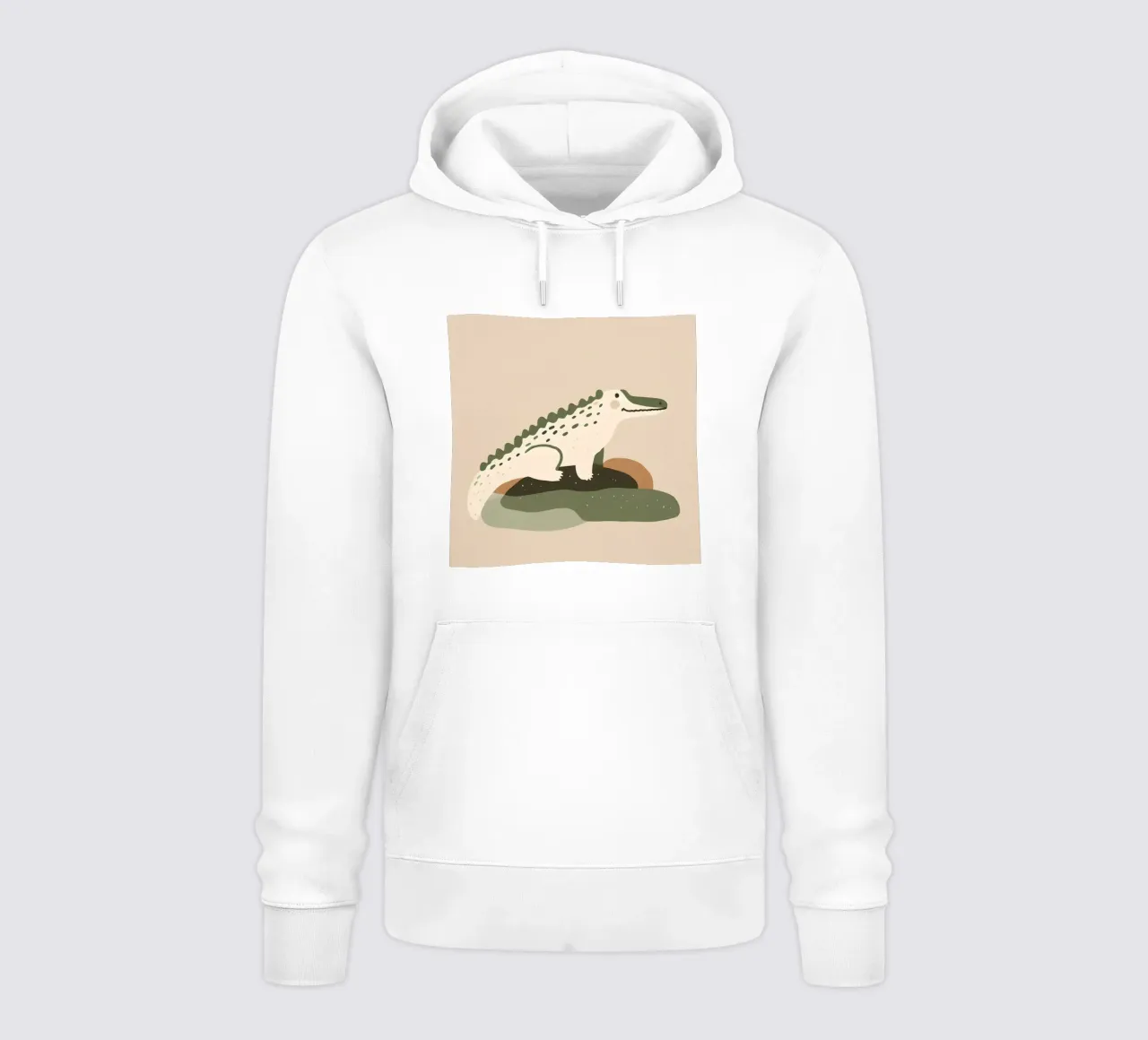 Cocodrilo tomando el sol en una roca, al estilo boho sudadera con capucha de KANESYAARTS