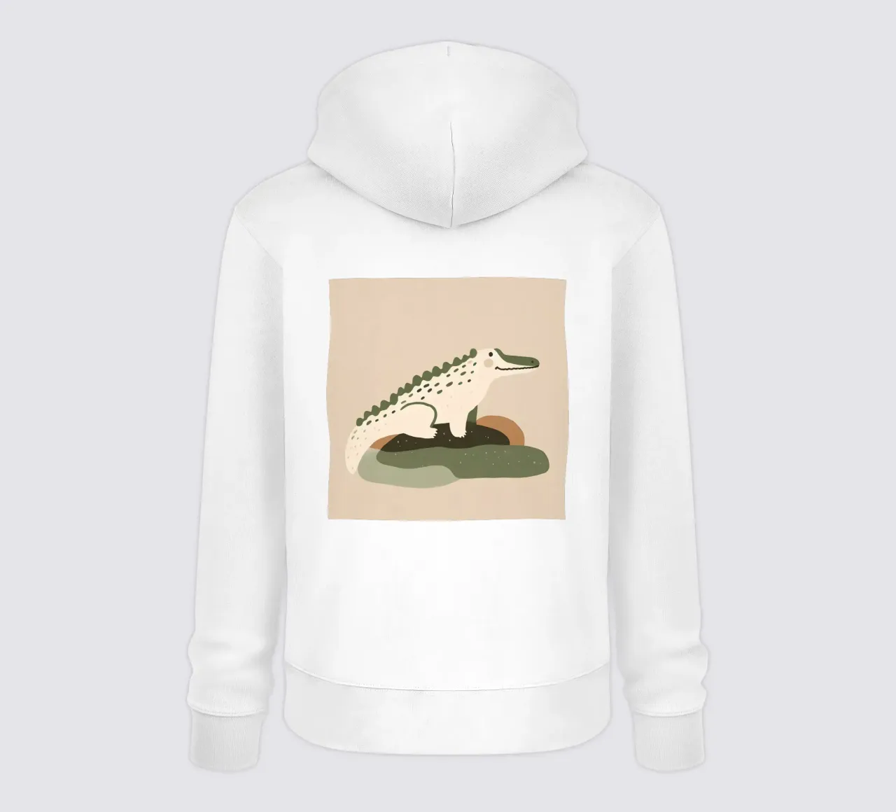Cocodrilo tomando el sol en una roca, al estilo boho sudadera con capucha de KANESYAARTS