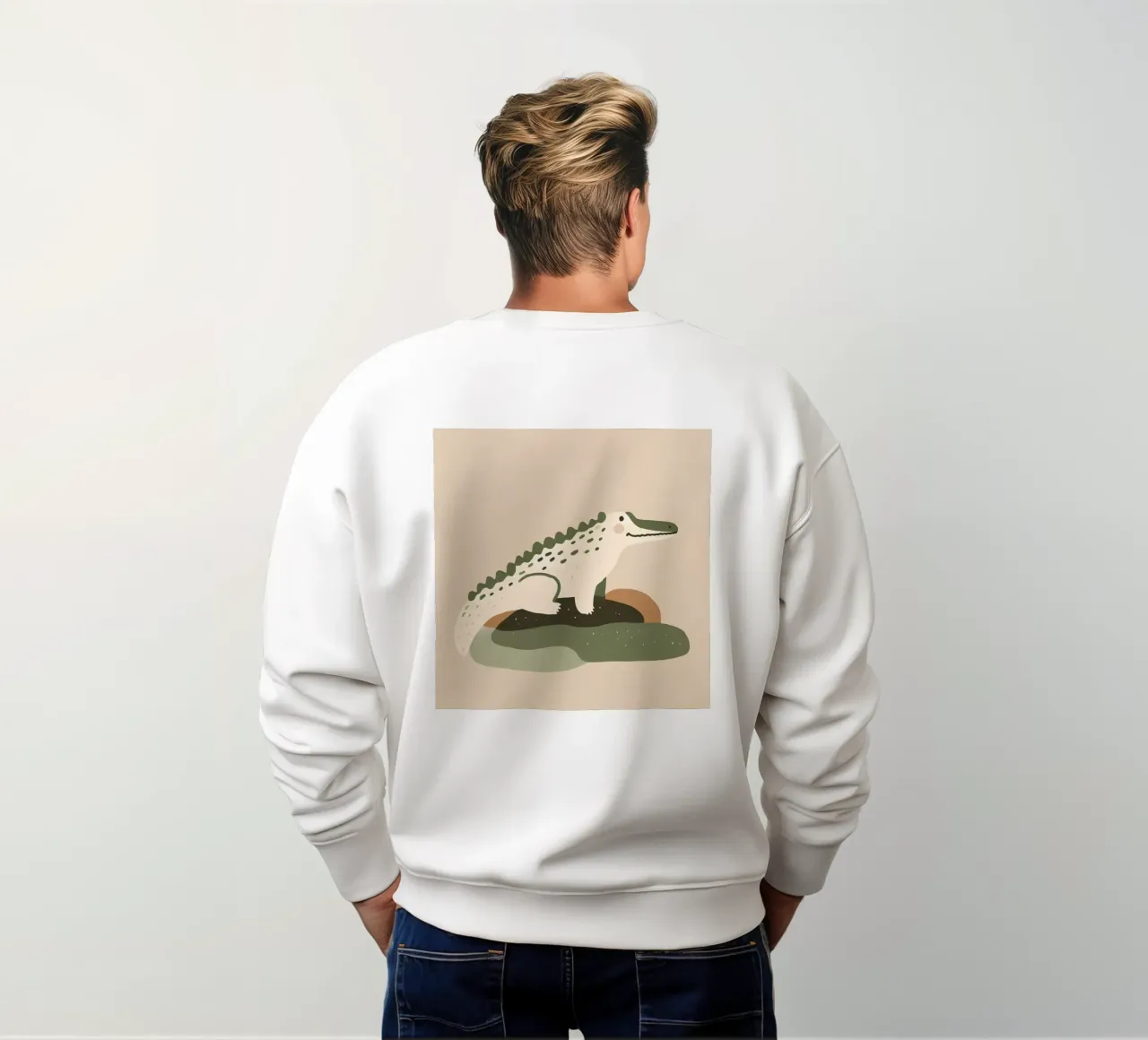 Cocodrilo tomando el sol en una roca, al estilo boho sudadera de KANESYAARTS