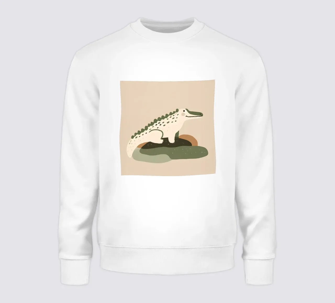 Cocodrilo tomando el sol en una roca, al estilo boho sudadera de KANESYAARTS