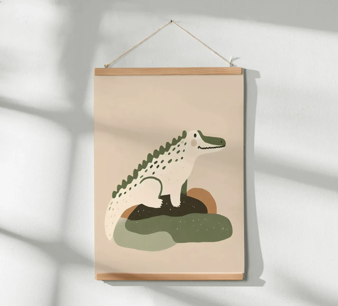 Cocodrilo tomando el sol en una roca, al estilo boho hahnemühle de KANESYAARTS