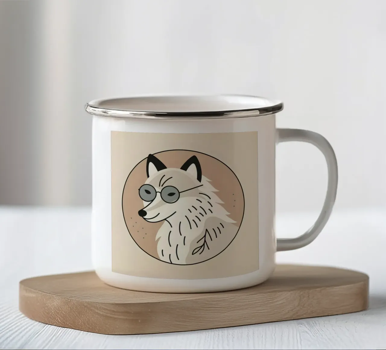 Volpe con visione tazza in smalto da KANESYAARTS