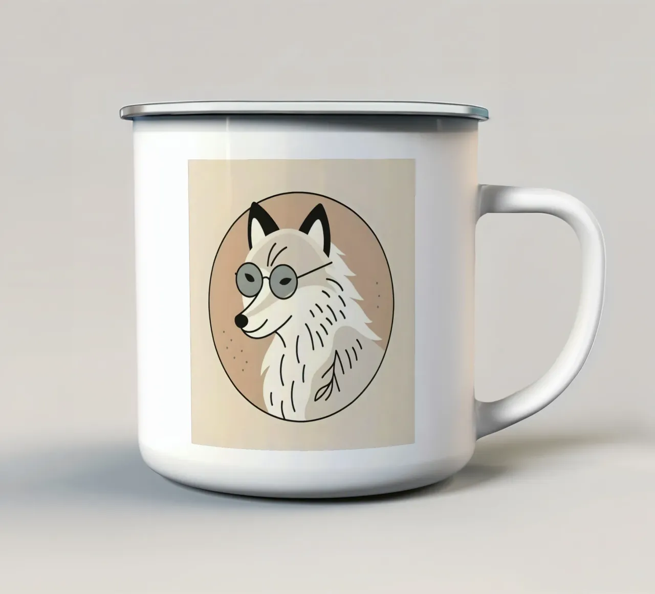 Volpe con visione tazza in smalto da KANESYAARTS