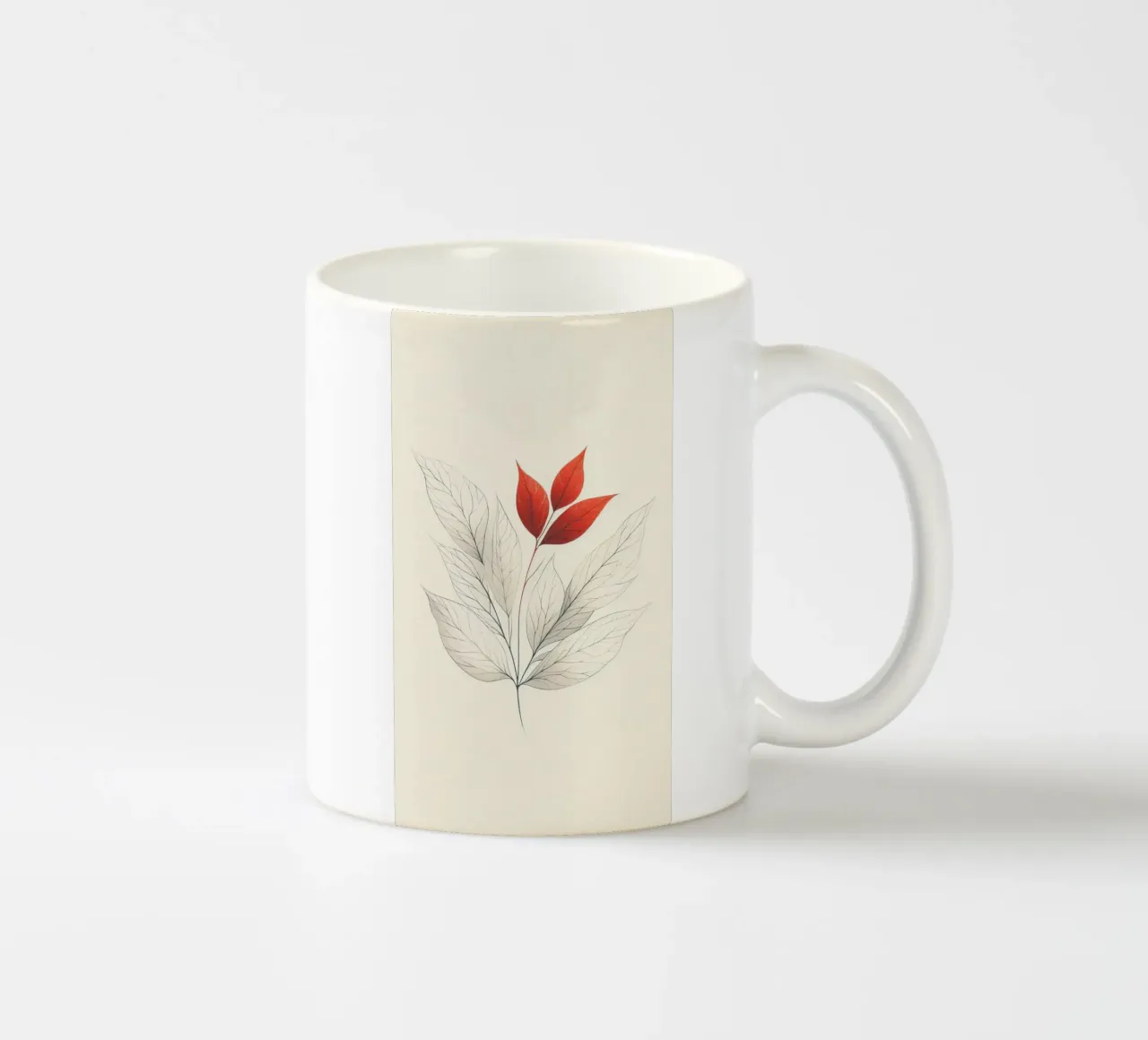 Foglie bianche e rosse tazza in ceramica da BenCoStyle
